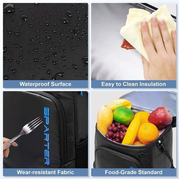 Backpack Cooler Insulated Leak Proof 33/45 Cans, 2 Insulated Comaprtments - Picture 4 of 5